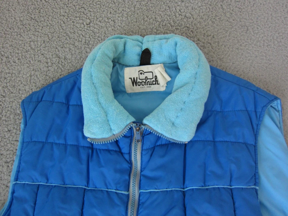 复古羊毛背心女式特大号 XL 蓝色滑雪外套 Puffer 80 年代 70 年代 — 第 2/4 张图片