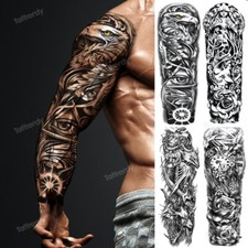 Skull Sleeve Tattoo Designs for Men Full Arm TemporaryTattoos Large Tiger Lion