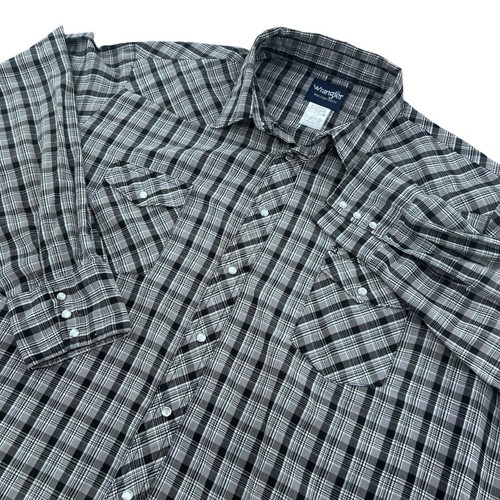 Wrangler Pearl Snap Langarm schwarz kariert Western Cowboy Herren Größe 3XL groß