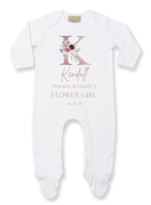 PERSONALISED WEDDING FLOWERGIRL PAGE BOY BABY GROW NEWBORN