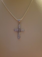 Silver plated cubic zirconia cross