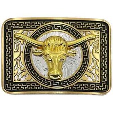 Stylish BULL HEAD Belt Buckle Silver GOLD Western Cowboy Cowgirl Rancher Classy