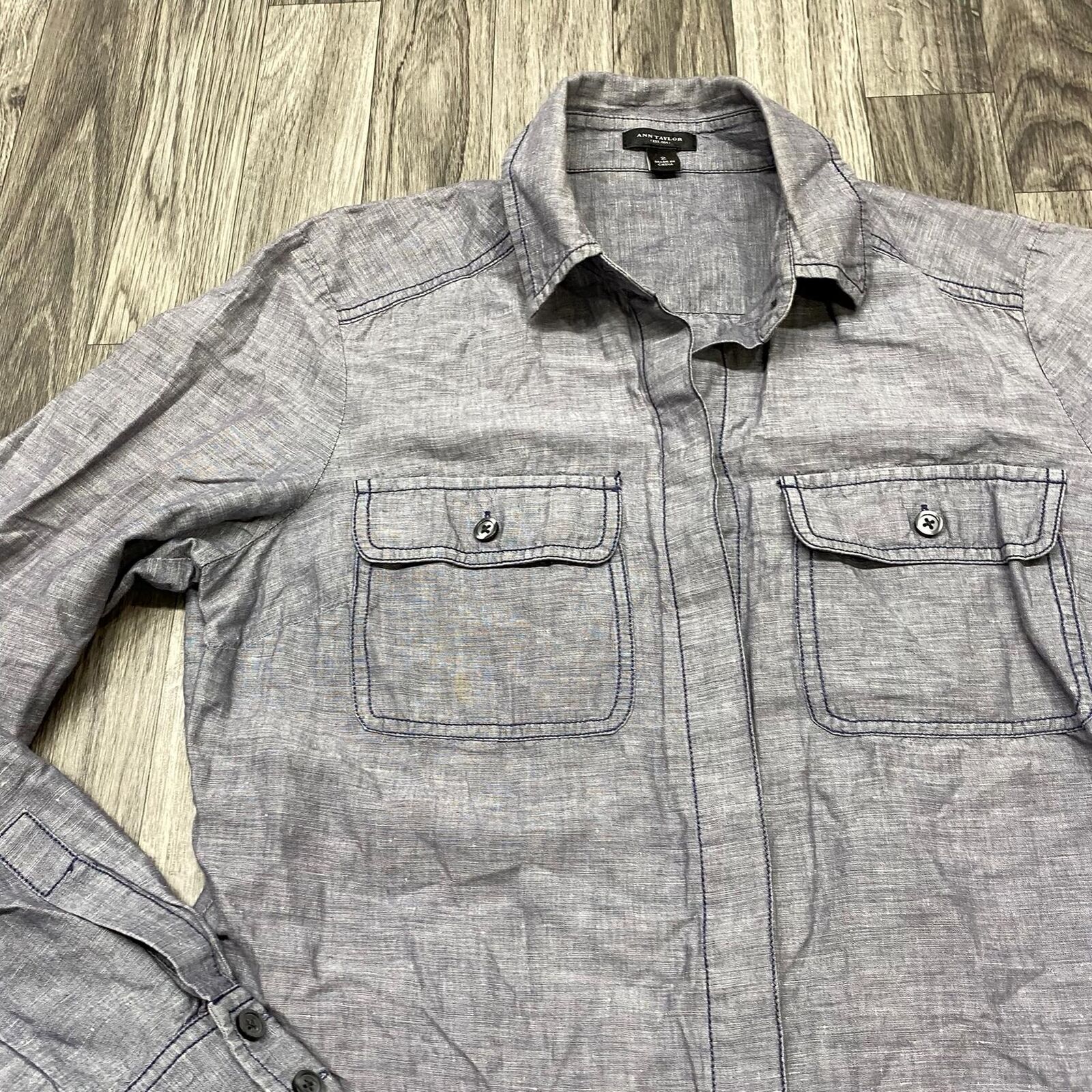 ANN TAYLOR LOFT Button Down Two Front Pockets  Gr… - image 8