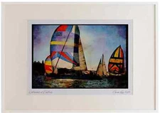 Sailing 007062 Three Spinnakers Watercolour Picture Frame Ltd Ed A2