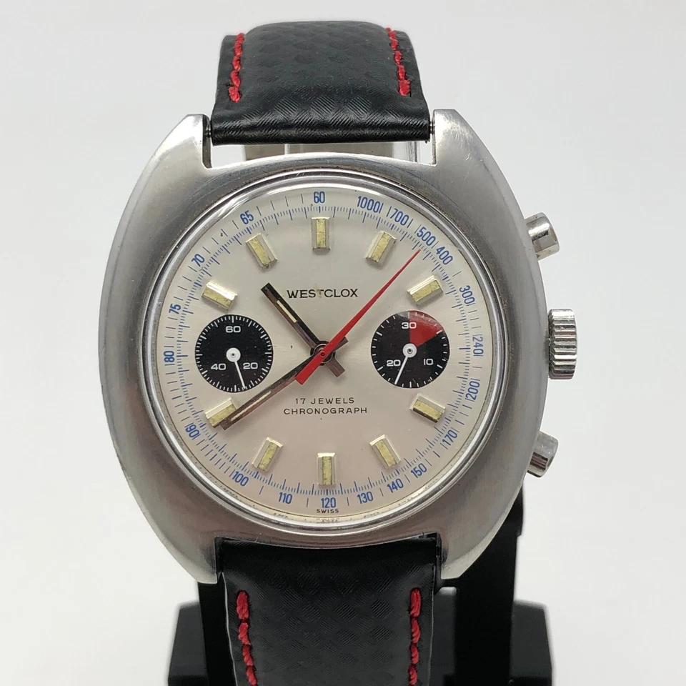 Reloj Cronógrafo Westclox Para Hombre Jumbo Plata Panda Valjoux 7733 Acero Inoxidable FUNCIONA Foto 2 de 4