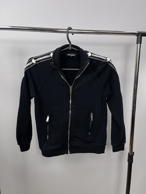 Dsquared2 Sweater Zip Opti Size 10 years Black Made In Italy Boys