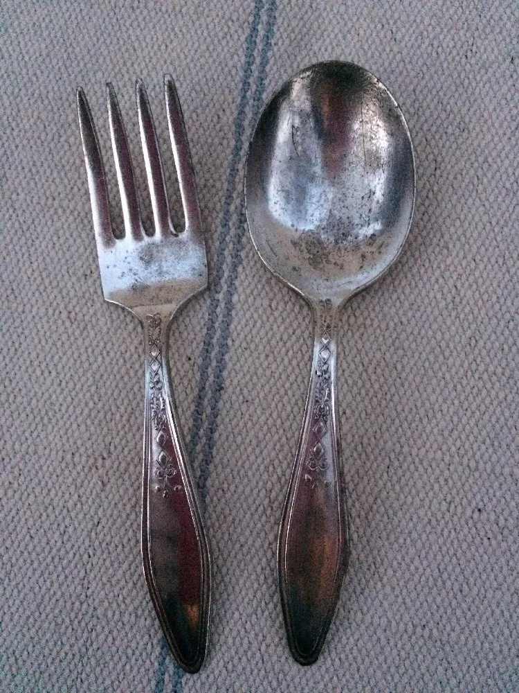 Silver spoon and fork for children