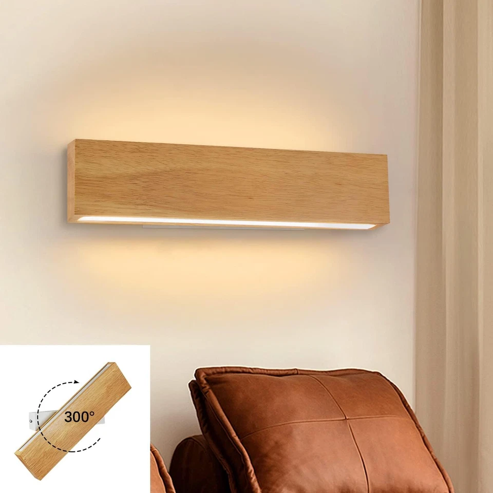 ZMH Up Down Design Modern LED innen Wandlampe Schlafzimmer Holz 3000K