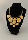 STATEMENT NECKLACE Cream Gold Gems Costume Jewelry N04