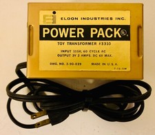 Collectible Eldon Industries Inc. Power Pack Toy Transformer  3310 115 Volts