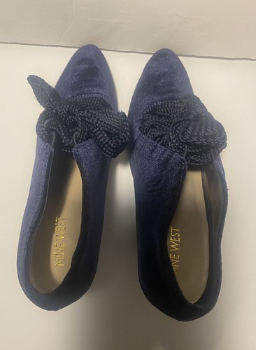 Nine West Womens Stellamaro Velvet Almond Toe Booties Blue Size 7.5 - Picture 3 of 8