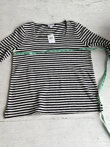 J.Jill Navy& Cream Nautical Striped Cotton Pullover Sweater.3/4 Sleeve Small.NEW - Picture 17 of 20