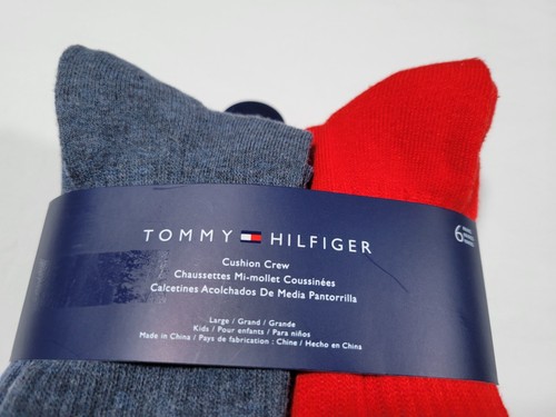 TOMMY HILFIGER Boys Socks Crew Cushioned School 6 Prs Shoe- Size 4Y-10Y - Picture 3 of 9