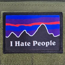 I Hate People Patch Moral Tactical Meme Military Army USA Flag Hook & Loop 3x2