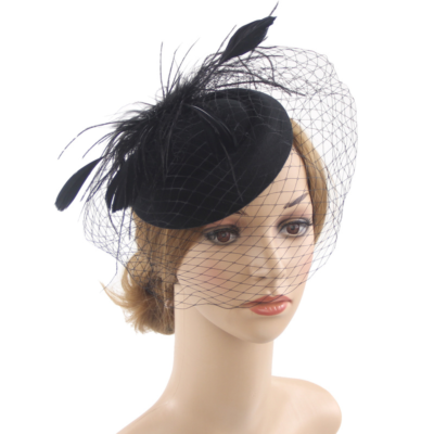 FASCINATOR HÜTE FÜR Damen Retro Schleier Hut Elegant Feder Mesh Tea