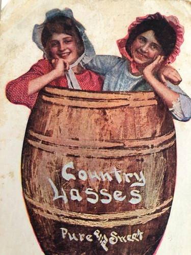 Vintage Humor Postcard Real Picture Girls Barrel Country Lassie's Pure and Sweet