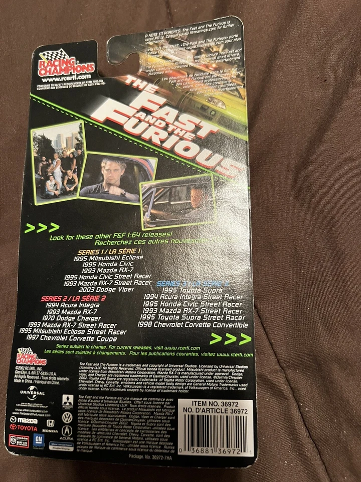 The Fast And The Furious Racing Champions Supra Series 3 ERROR ! LOOK - Image 2 of 2