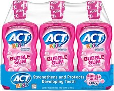 ACT Kids Anticavity Fluoride Rinse Bubblegum Flavor Pack of 3 18 Fl Oz