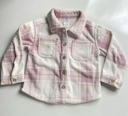 Carter's Mädchen Fleece-Hemdjacke mit Knopfverschluss Größe 2T warm kariert rosa creme - Bild 10 von 10