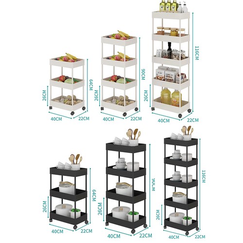 3/4/5Tier Slim Storage Shelf Organiser Rack Kitchen Storage Trolley - Picture 17 of 21