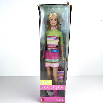 Barbie Boutique Doll 2002 Mattel #56431 NRFB Blonde, Green Pink 
