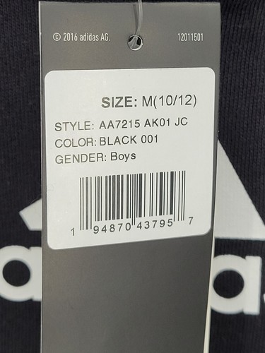 Adidas Hoodie Sweatshirt Boys Medium Black Center Logo Soccer Football Pullover - Picture 7 of 10