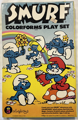 Smurfs Colorforms Brand Play Set Peyo 1981 Made In USA New Open Box #655