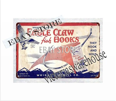 1938 Wright McGill Fishing Tackle bait lure metal tin sign bathroom home decor