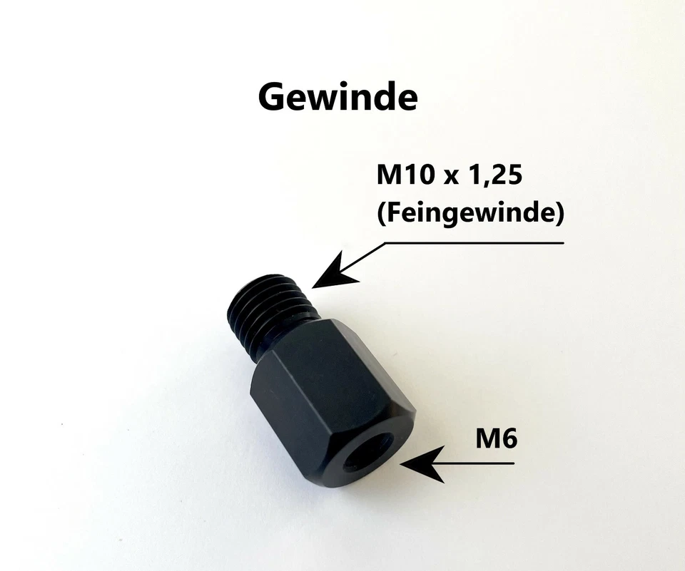 Adapter Set/Anbaukit für Shin Yo Spiegel / M10x1,25 auf M6 / (OHNE Spiegel) - Bild 2 von 4