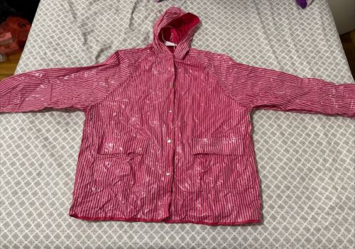 Vintage Longjacke Kunststoff rot/weiß Größe M