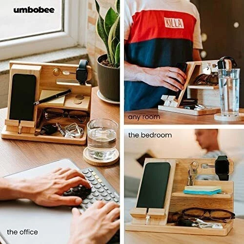 umbobee Wood Phone Docking Station  Nightstand Organizer for Men & Women, - Image 4 of 4