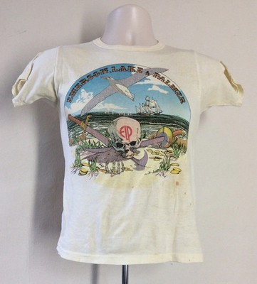 Vtg 1977 Emerson Lake And Palmer Concert T-Shirt XS/S 70s Classic Rock Band Tee