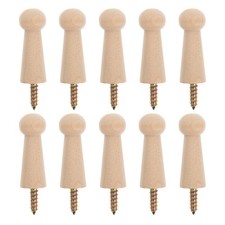  10pcs Wooden Peg Hooks, Unfinished Wood Wall Hangers, Screw-In Shaker Peg, Rack
