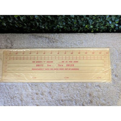 Vintage Dritz See-Thru Dressmakers Ruler Transparent Sewing T-Square Tool