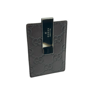 Gucci Brown Leather Guccissima Card Holder Money Clip