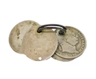 George III Sterling Silver Sixpence Coin Charm on Cut Steel Split Ring Antique
