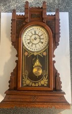 Rare NEW HAVEN 8 Day Calendar Clock Gorgeous Spoon Carved Case EASTLAKE