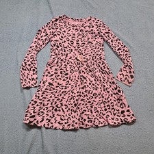 Amazon Essentials Girls Long Sleeve Leopard Print Knit Skater Dress Size Large
