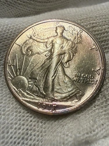 1917 Walking Liberty Half Dollar - Choice Lustrous AU - 90% Silver Original