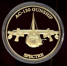 US Air Force AC-130 Gunship Spectre Bronze Medallion - New in Coin Holder