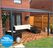 Aluminium Canopy Carport Lean-To Patio Cover - Grey - 7ft x 5ft - 2.1m x 1.5m