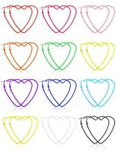 12 Pairs 80s Classic Big Earrings 90s Retro Neon Earrings Party Dangle Earrings