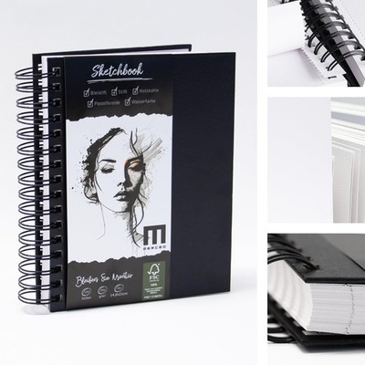 Premium Sketchbook DIN A5-100 Seiten, 200 g/m² Papier - Skizzenbuch perfekt für 