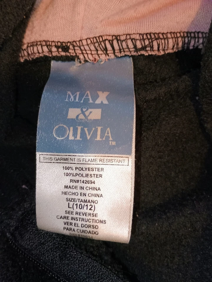 Детская большая пижама с капюшоном Max And Olivia 10–12 на молнии черная кошка цельная - Изображение 3 из 4