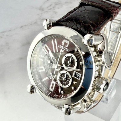 SEIKO Chronograph Watch GALANTE Spring Drive GMT SBLA027 Authentic From Japan