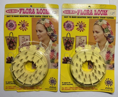 Vintage 1970 Wall Bead Flora Loom Raffia Strawflower Loom W Packaging 
