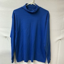 Vintage Northwest Passage Sweater USA MADE Men L Blue Washed Turtleneck Cotton