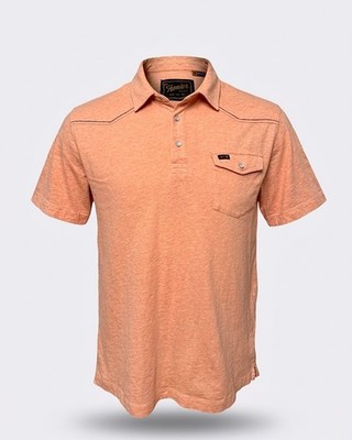 Howler Bros H Bar B Western Snap Polo Mens M Salmon Heather Pearl Snap