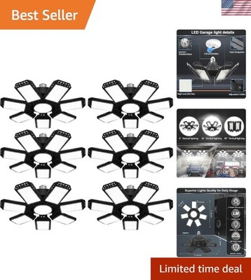 6 Pack LED Garage Light Set - 240W Super Bright 6500K Ceiling Fixtures