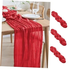  3PCS Fall Table Runner Cheesecloth 10FT Boho Gauze Fabric Rustic 3 PACK Red